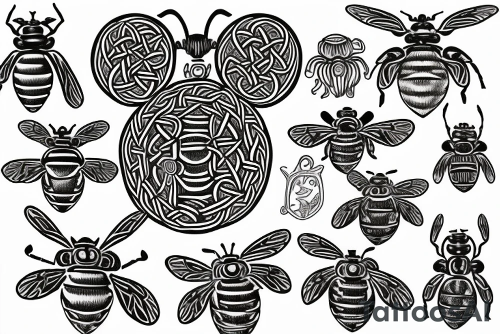 simple celtic bee tattoo idea