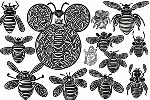 simple celtic bee tattoo idea