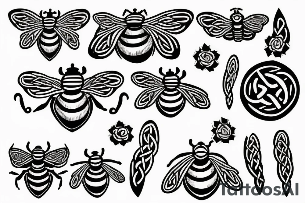 simple celtic bee tattoo idea
