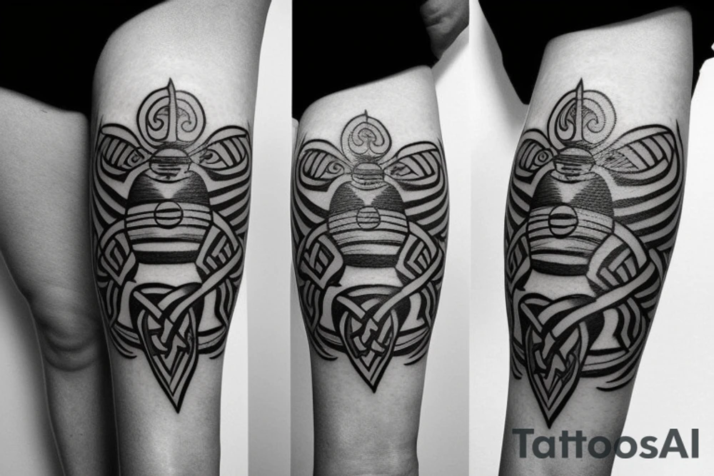 small 
simple celtic bee tattoo idea