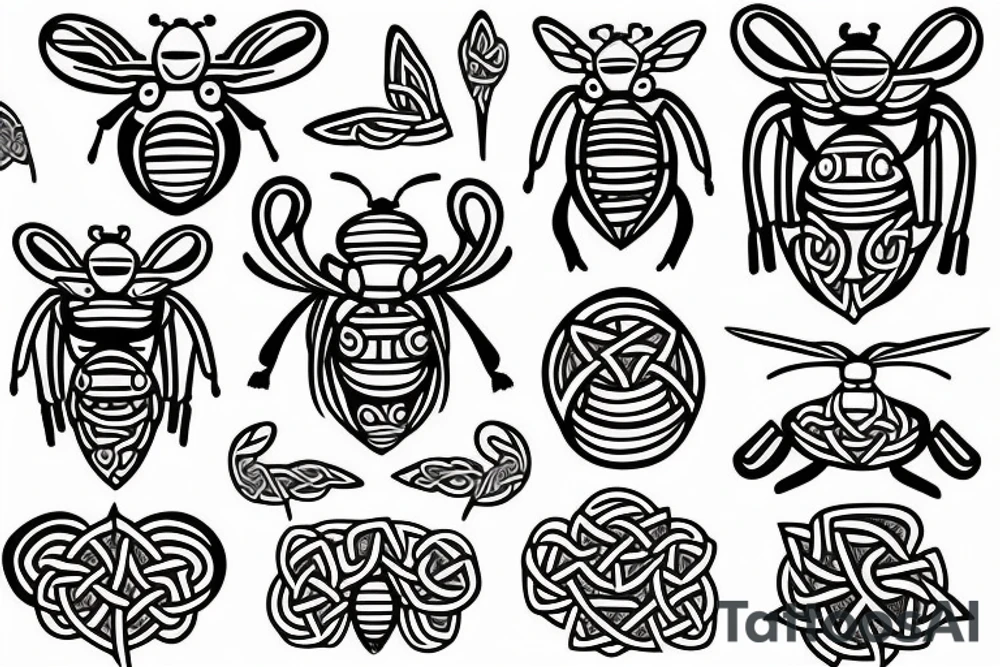 small 
simple celtic bee tattoo idea