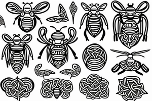 small 
simple celtic bee tattoo idea
