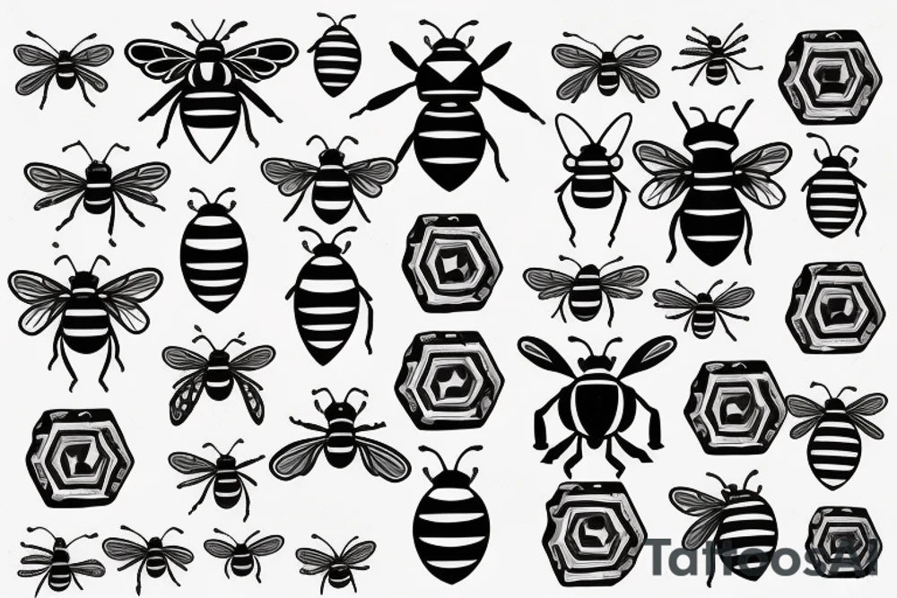 small basic bee tattoo idea