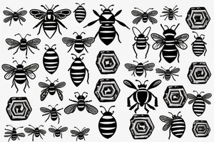 small basic bee tattoo idea