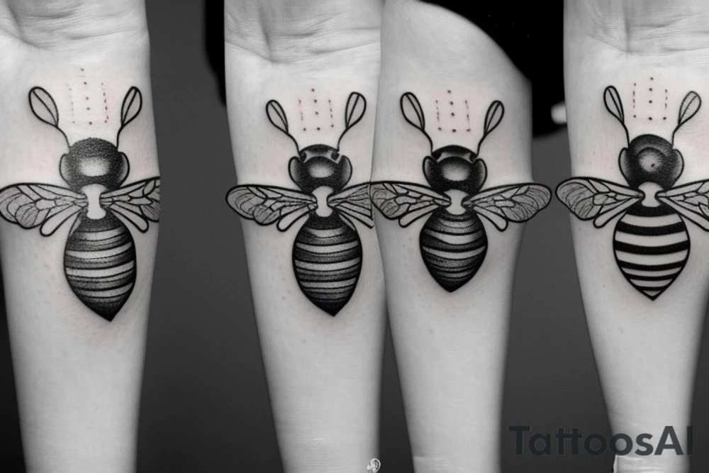 small symmetrical basic bee tattoo idea