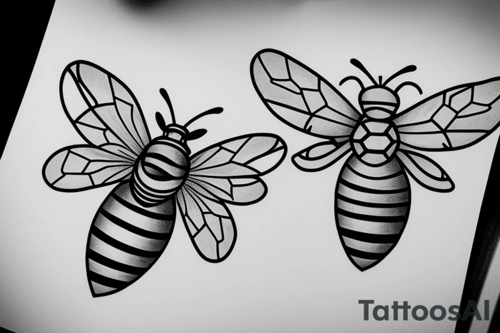small symmetrical basic bee tattoo idea
