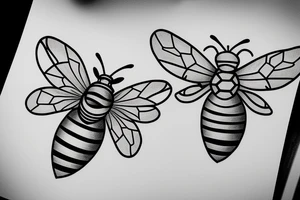 small symmetrical basic bee tattoo idea