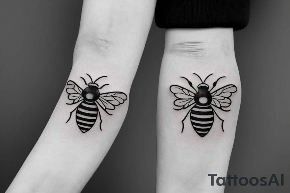 small symmetrical basic bee tattoo idea
