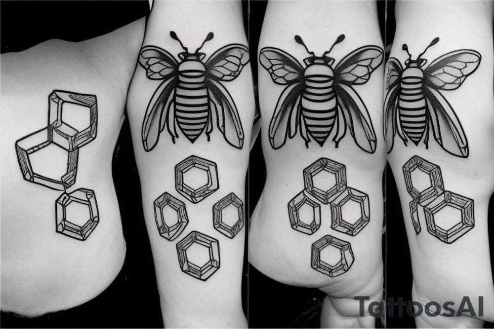small symmetrical basic bee no shading tattoo idea
