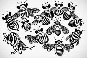 small symmetrical basic bee no shading tattoo idea