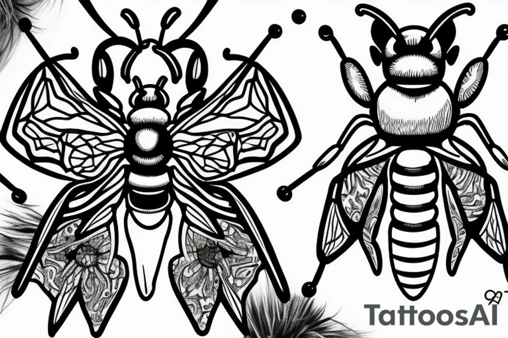 small symmetrical basic bee no shading tattoo idea small symmetrical basic bee no shading tattoo idea