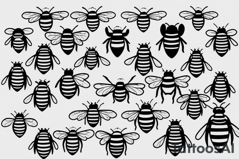 small symmetrical basic bee no shading tattoo idea