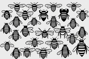 small symmetrical basic bee no shading tattoo idea