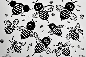 small symmetrical basic bee no shading tattoo idea