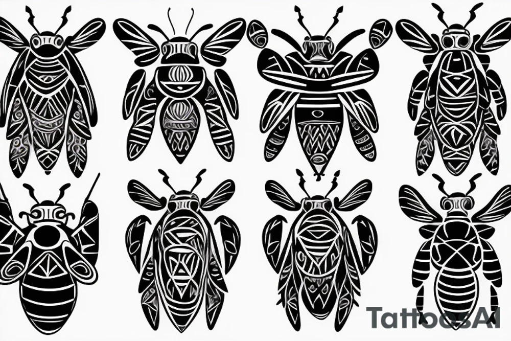 small symmetrical basic bee no shading tattoo idea