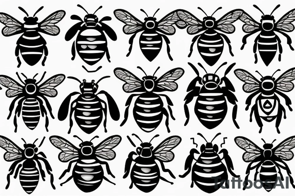 tiny symmetrical basic bee no shading tattoo idea