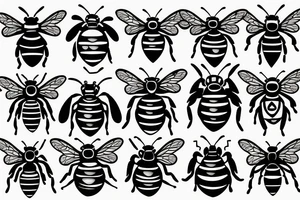 tiny symmetrical basic bee no shading tattoo idea