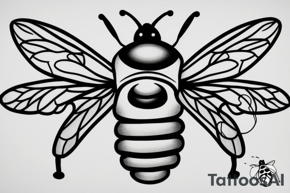 tiny symmetrical basic bee no shading tattoo idea