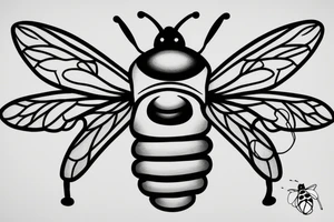 tiny symmetrical basic bee no shading tattoo idea
