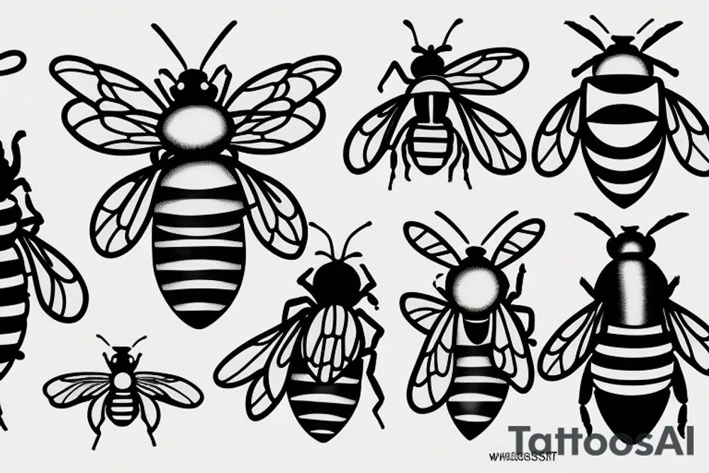 tiny symmetrical basic bee no shading tattoo idea