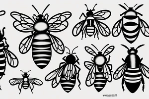 tiny symmetrical basic bee no shading tattoo idea