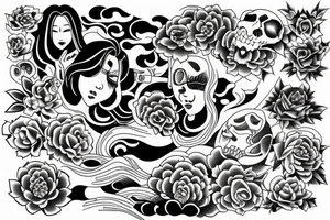 A tattoo that combines two styles, Japanese tattoo and New School. tattoo idea