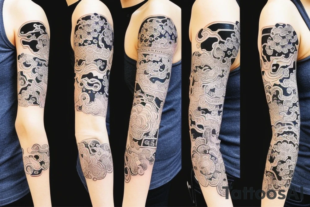 A tattoo that combines two styles, Japanese tattoo and New School. tattoo idea
