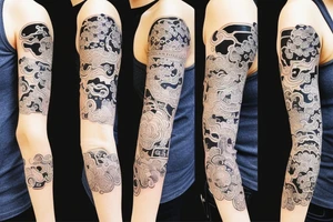 A tattoo that combines two styles, Japanese tattoo and New School. tattoo idea