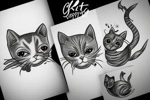 cat with fish tattoo idea