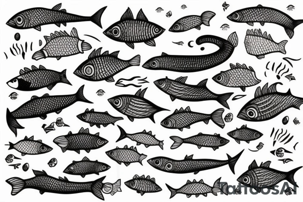 cat with fish tattoo idea