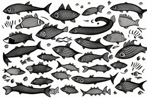 cat with fish tattoo idea