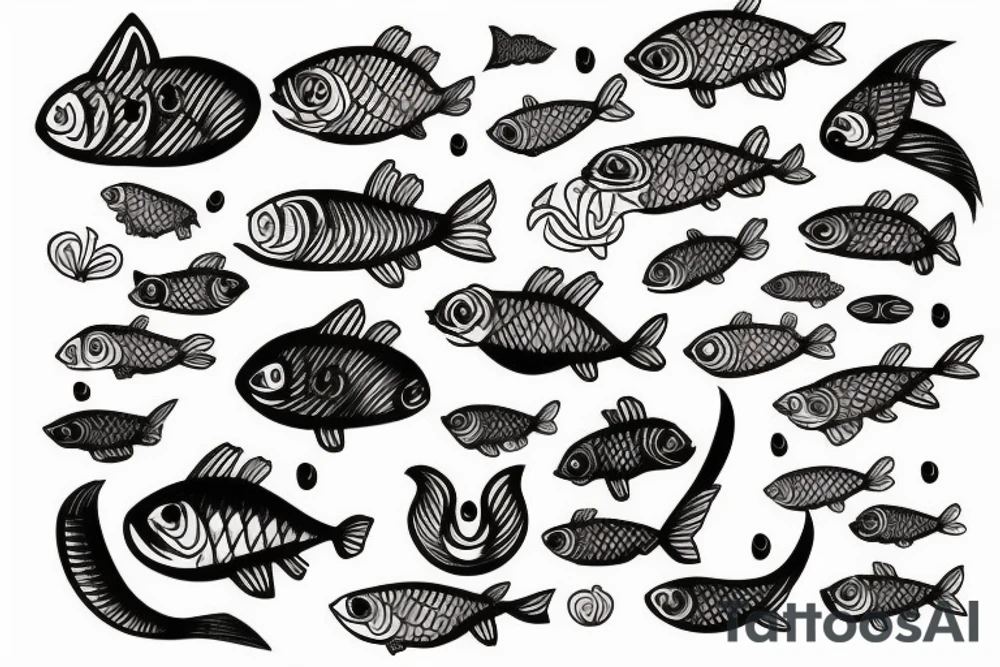 cat with fish tattoo idea