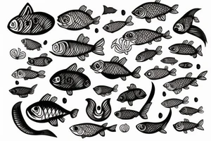 cat with fish tattoo idea