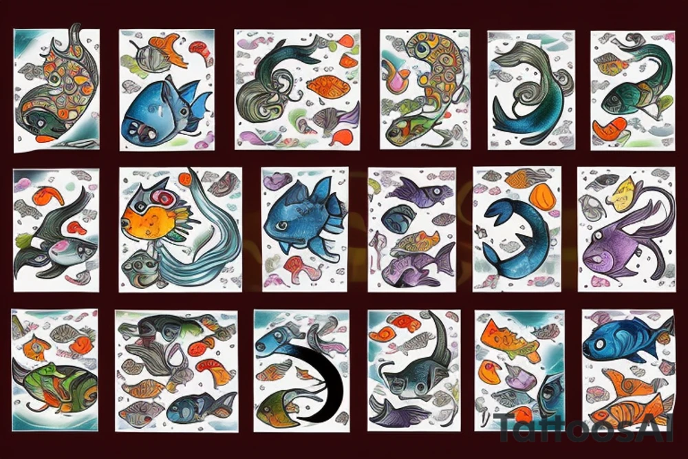 cat with fish tattoo idea