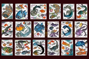 cat with fish tattoo idea