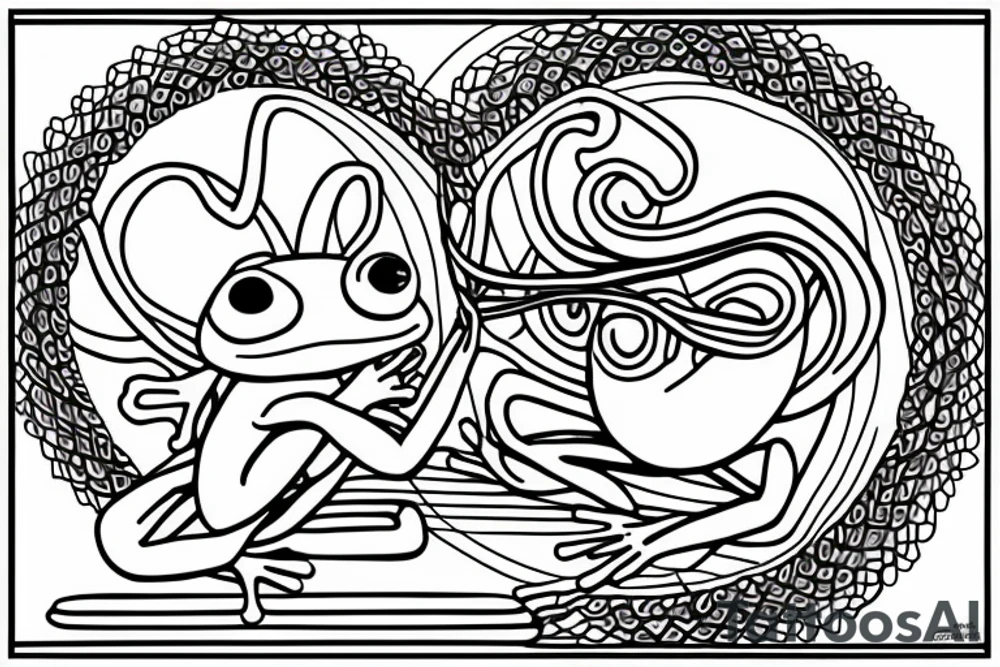 a frog with long limbs and a long body sitting in a meditation. Looks like a zen monk. tattoo idea