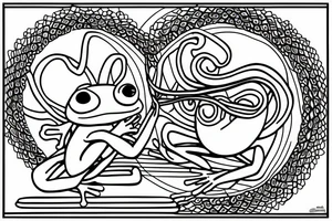 a frog with long limbs and a long body sitting in a meditation. Looks like a zen monk. tattoo idea