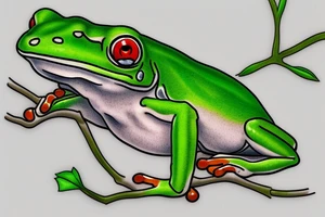 A green tree frog sitting in zen meditation tattoo idea