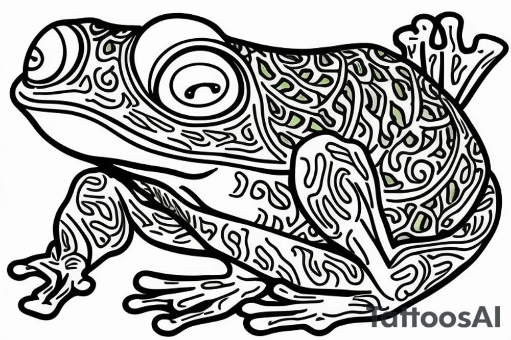A green tree frog sitting in zen meditation tattoo idea