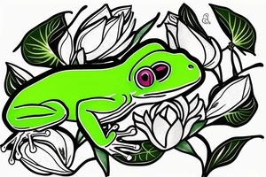 A green tree frog sitting in lotus position tattoo idea