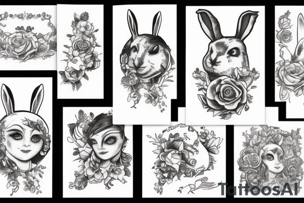 white rabbit wearing a headband tattoo idea