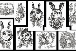 white rabbit wearing a headband tattoo idea