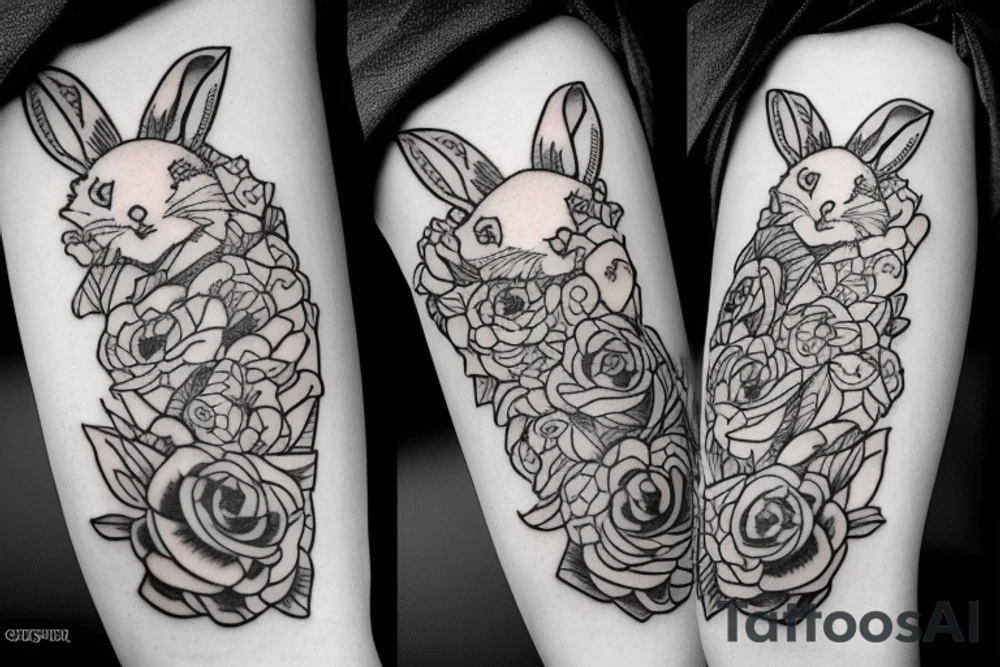 white rabbit wearing a headband tattoo idea