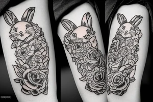 white rabbit wearing a headband tattoo idea