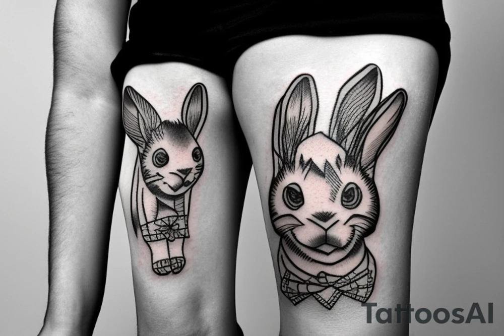 white rabbit wearing a headband tattoo idea