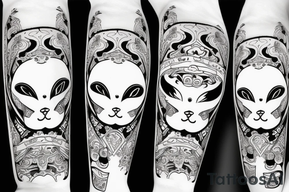 white rabbit wearing a martial art headband tattoo idea