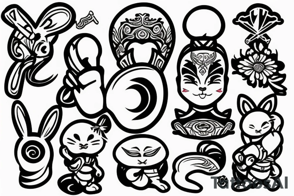 white rabbit wearing a martial art headband tattoo idea