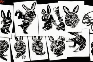 white rabbit wearing a martial art headband tattoo idea