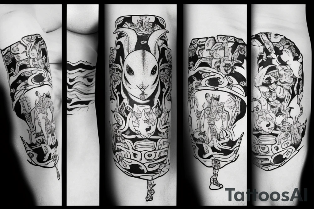 white rabbit wearing a martial art headband tattoo idea white rabbit wearing a martial art headband tattoo idea