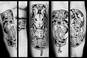 white rabbit wearing a martial art headband tattoo idea